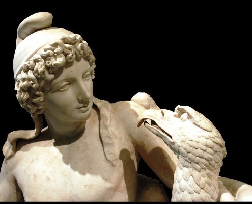 Marble statue of Ganymede with the eagle