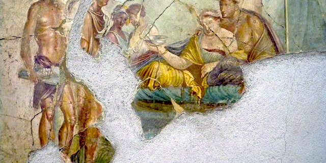 Fresco representing a banquet scene from Pompeii