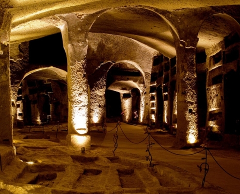 Catacombs of San Gennaro in Naples. These ones and those in Rome are the most important catacombs we have in Italy