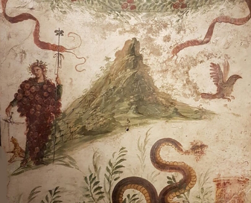 Fresco of Bacchus with Mt Vesuvius