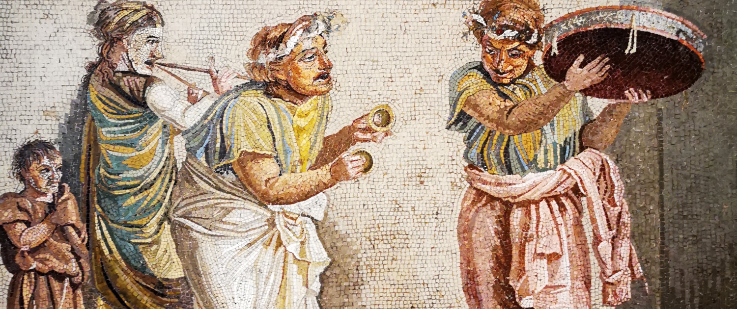 I cosiddetti Musici danzanti, mosaico proveniente da Pompei, oggi custodito al Museo Archeologico Nazionale di Napoli.