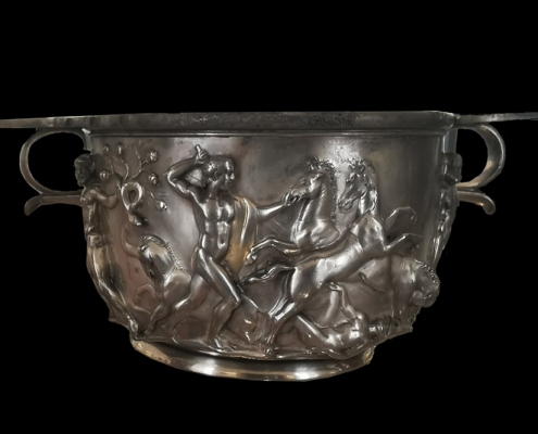 Pompeii guided tour: Silver scyphus with the labors of Hercules from Pompeii
