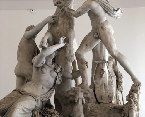 Farnese Bull found in the Baths of Caracalla and now kept in the National Archaeological Museum of Naples