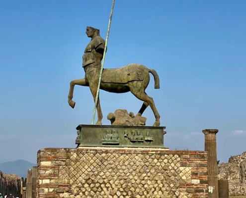 Pompeii guided tour: The bronze masterpiece representing a Centaur by Igor Mitoraj in Pompeii.